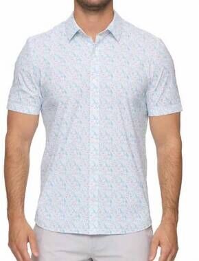 NEW FLAGS & ANTHEM edgewood short sleeves drink print journey shirt in white/red